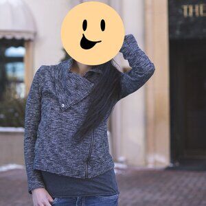 Express - Gray Asymmetrical Zip Up Sweater, S